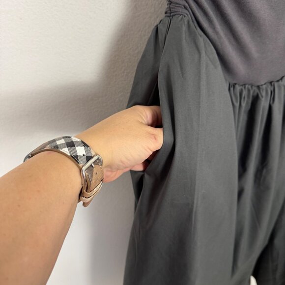 Amylynn Gray Drop Waist Bubble Hem Midi Dress Small Ruched Bodice Sleeveless - Picture 6 of 12